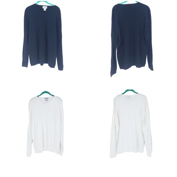 Alfani Sweater V Neck Shirt Lot or 2 Tops Lg Preppy Classic Dadcore Grandpacore - Picture 1 of 16